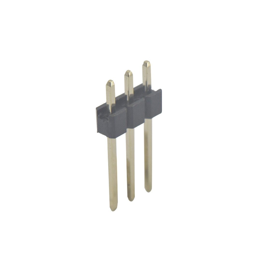 PH2541 排针连接器 Pitch 2.54mm 180° 单排 DIP 单塑排针 PA:9.0 PC:3.0 L=14.5 1X03Pin 黑色 PA9T，94V-0 镀全金G/F